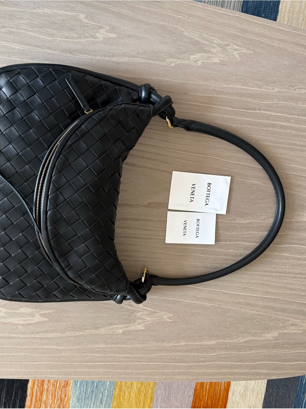 Bottega Veneta Black Medium Gemelli Intrecciato Leather Shoulder Bag